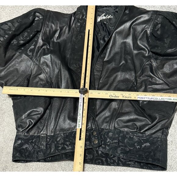 Vintage Winlit Western Lace Pattern Leather Jacket Women's Size Medium Black - Picture 4 of 16